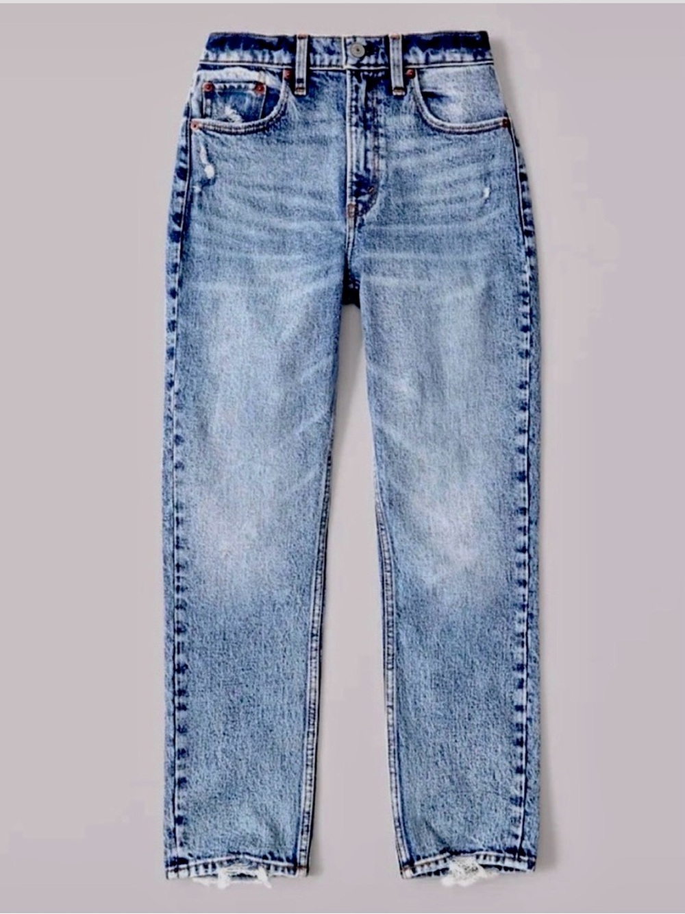 Abercrombie & Fitch The Mom High Rise Jeans 25 0L Acid Wash Denim